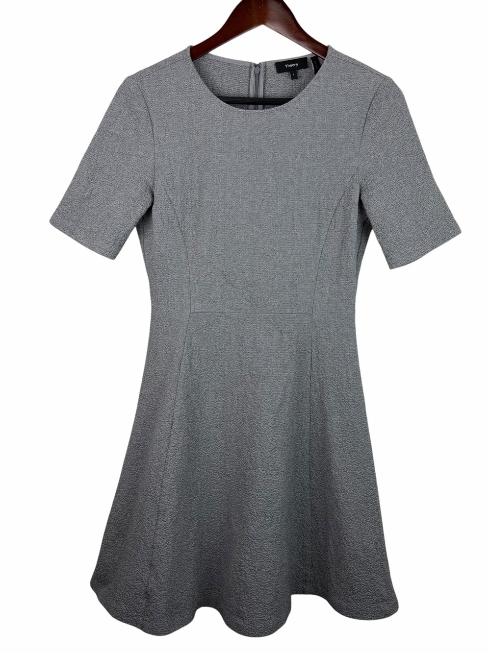 Theory | Albita Silver Gray Textured Fit & Flare Dress